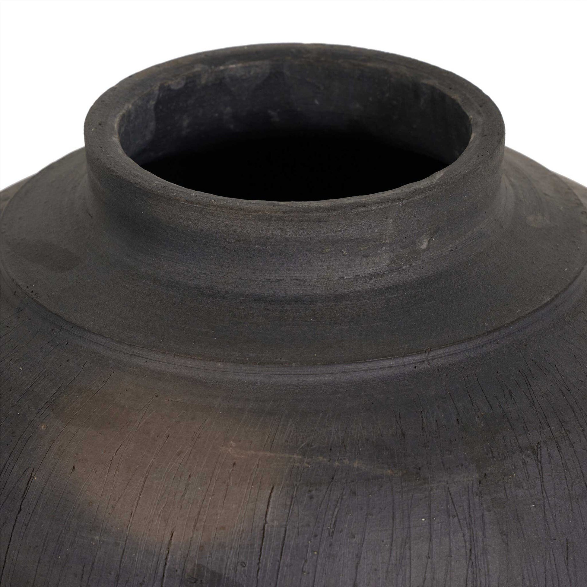 Nia Aged Black Terracotta Vase - IONS DESIGN | Dubai | UAE 