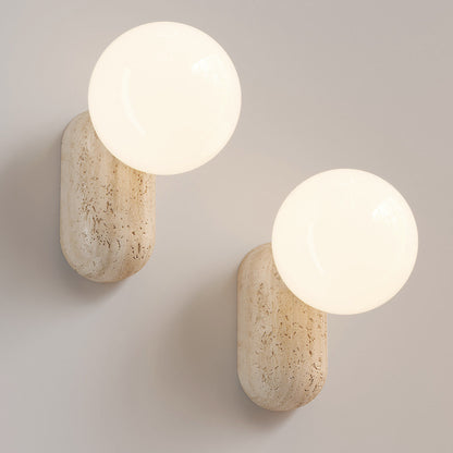 Ash Modern Wall Lamp in Travertine Stone - IONS DESIGN