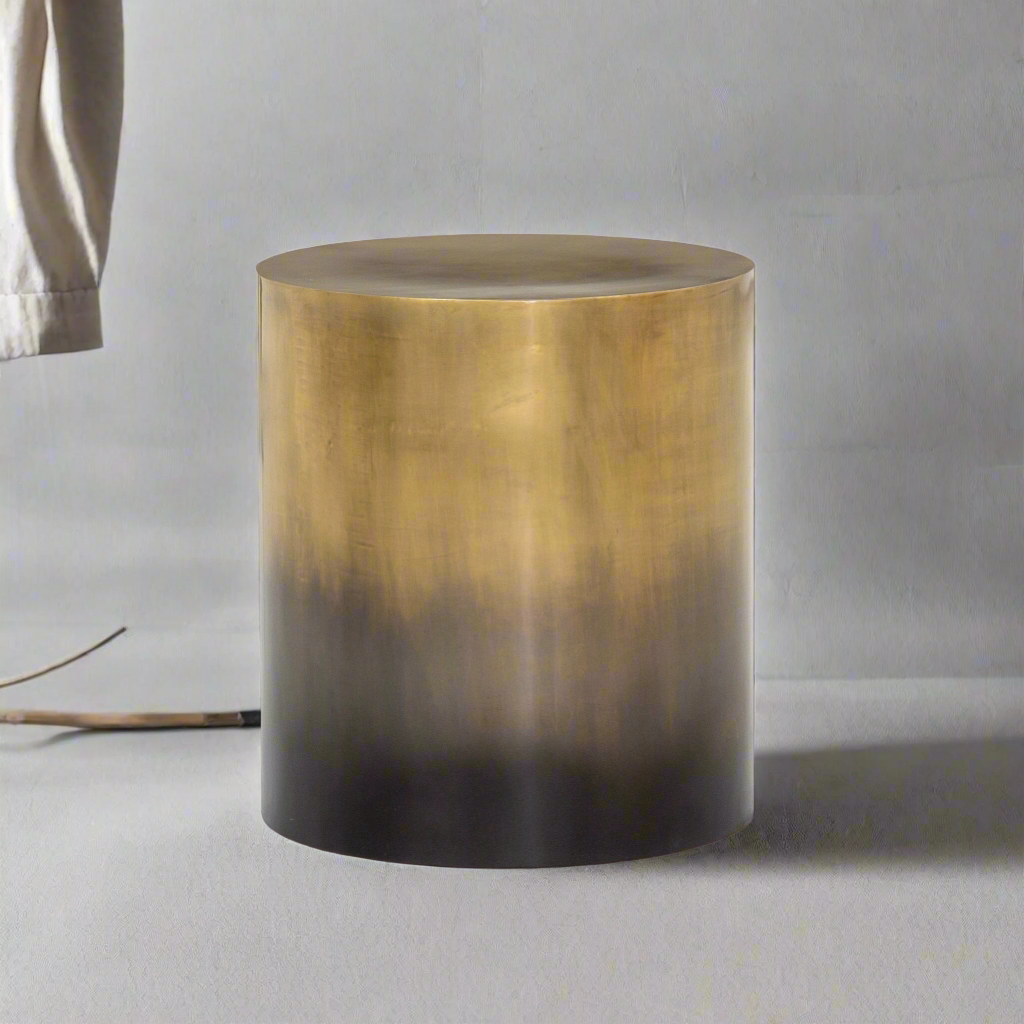 Una Antique brass cylindrical side table - IONS DESIGN | Dubai | UAE 