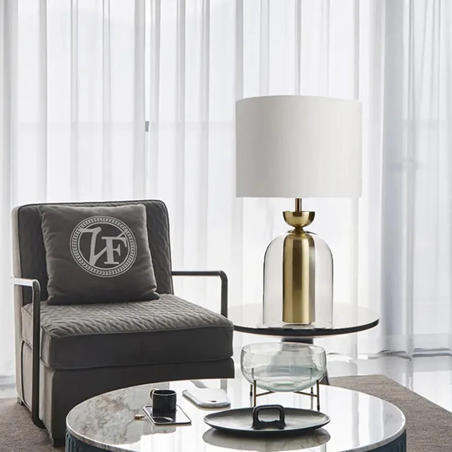 Bel Modern Table Lamp with Glass and Metal Base - IONS DESIGN | Dubai | UAE 