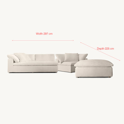 Cloud Sofa | 3 Units |  297 cm W x 225 D | Fabric Performance Linen Weave - Natural | IONS DEIGN | Dubai | UAE