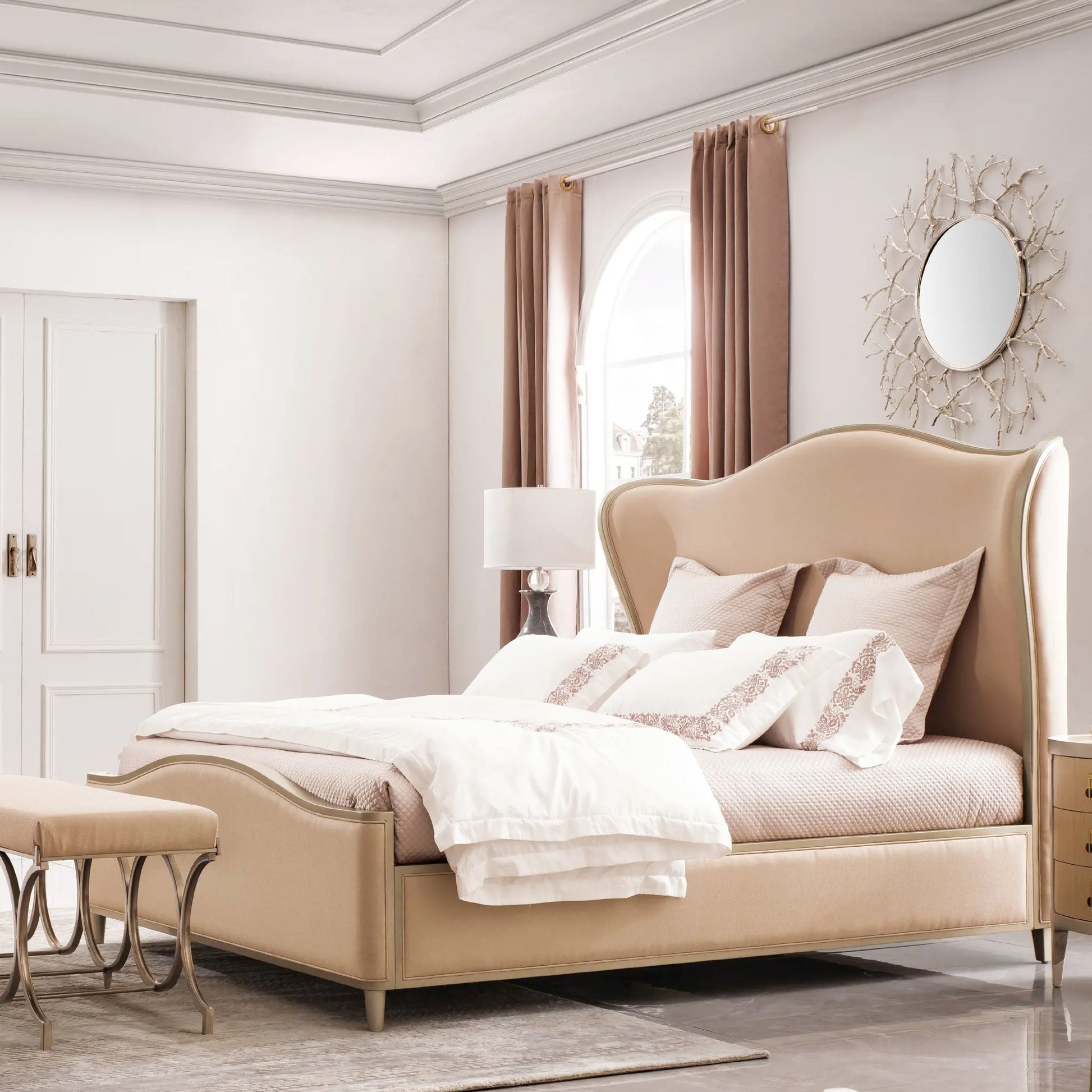 Emi Beige King Bed - IONS DESIGN | Dubai | UAE 