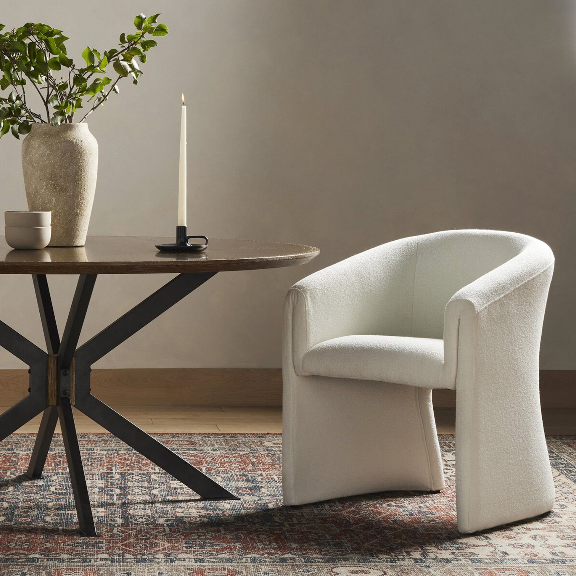 Ian Dining Chair in Cream Fabric - IONS DESIGN | Dubai | UAE 