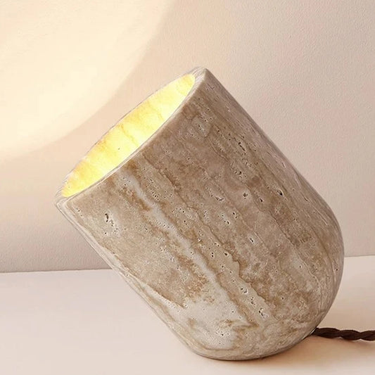 Lot Small Travertine Table Lamp - IONS DESIGN