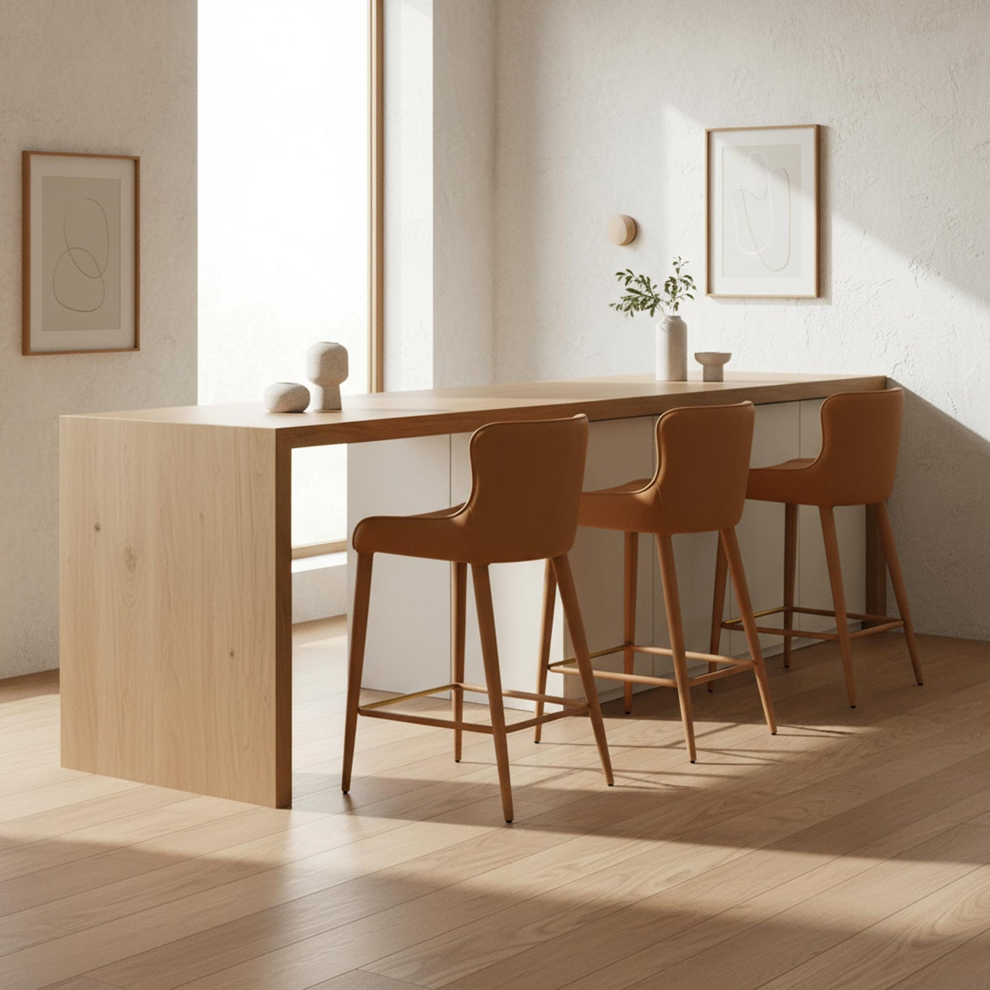 Nic Leather Counter Stool  | IONS DESIGN | RH | Dubai | UAE