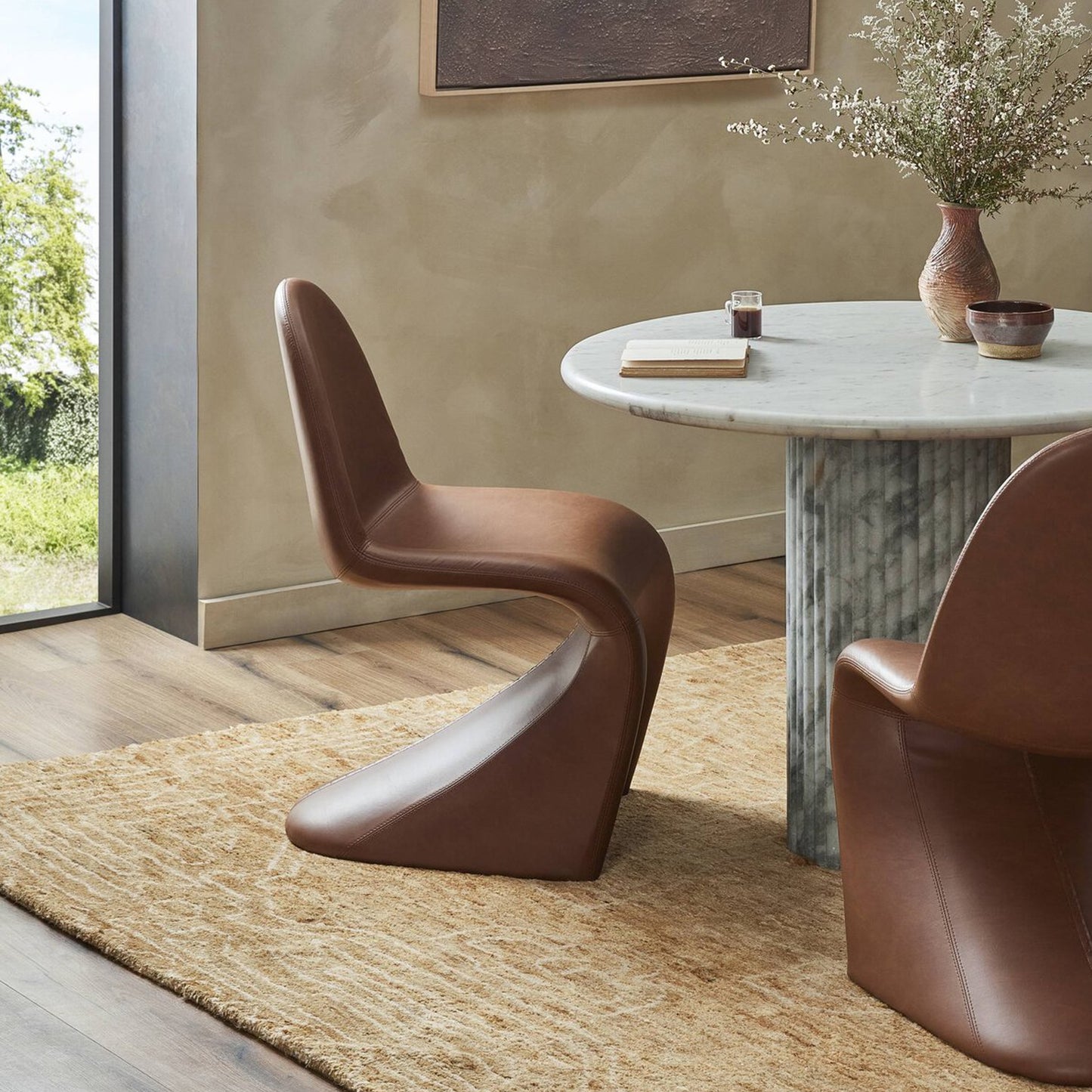 Tet Brown Leather Armless Chair - IONS DESIGN | Dubai | UAE 