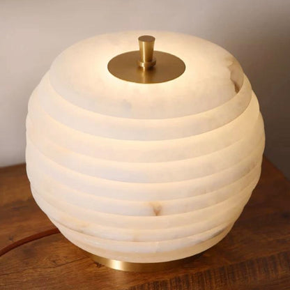 Tim Rounded White Stone Table Lamp - IONS DESIGN | Dubai | UAE 