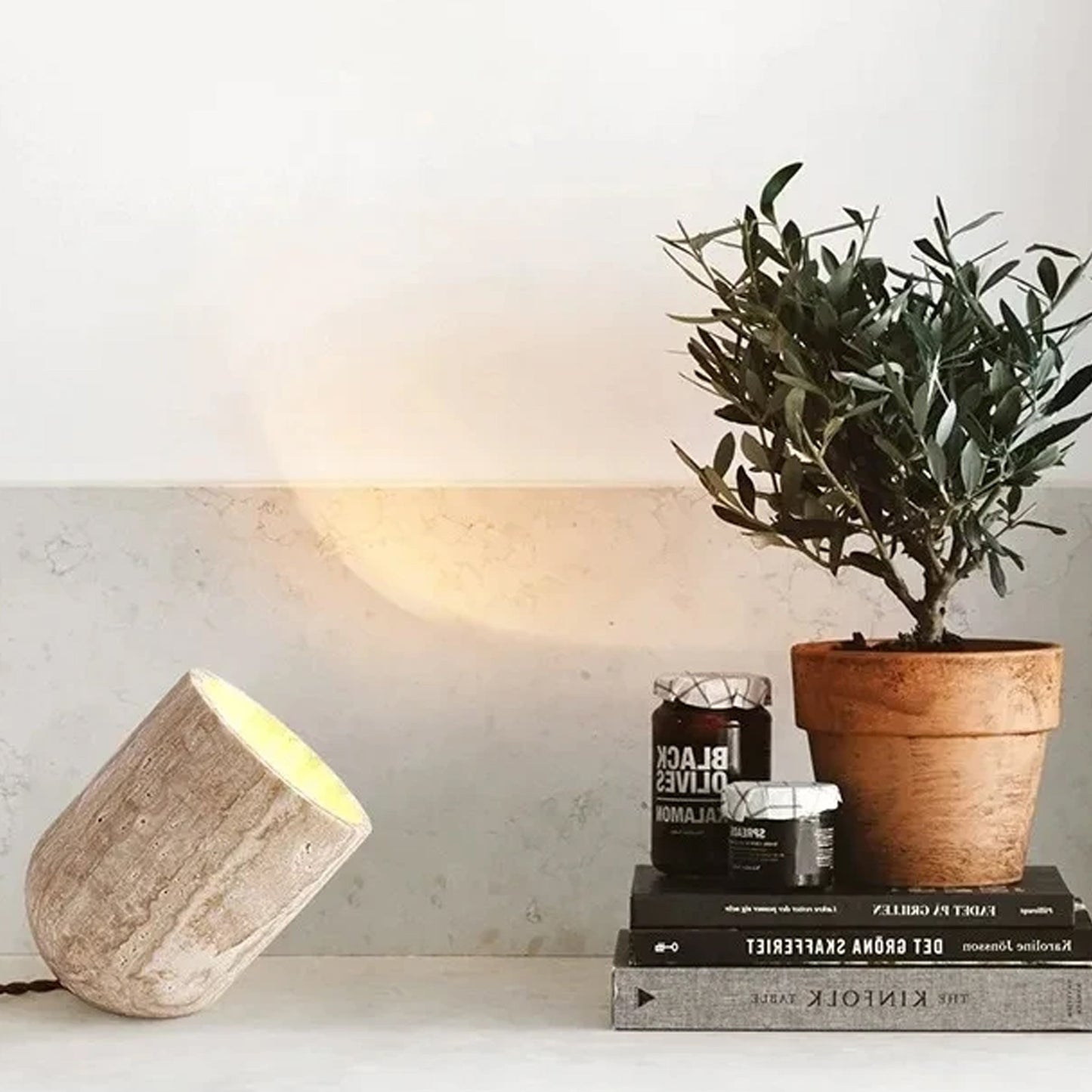 Lot Small Travertine Table Lamp | IONS DEIGN | Dubai | UAE