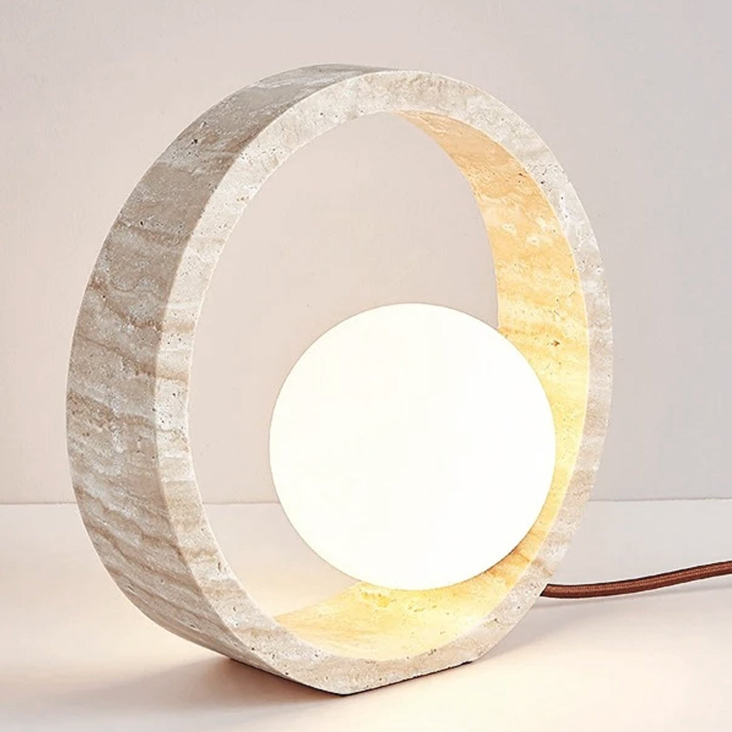 Nox Ring Shaped Travertine Table Light | IONS DEIGN | Dubai | UAE