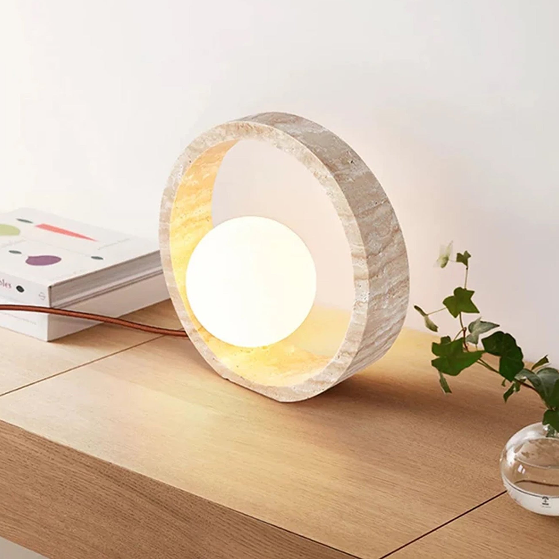 Nox Ring Shaped Travertine Table Light | IONS DEIGN | Dubai | UAE