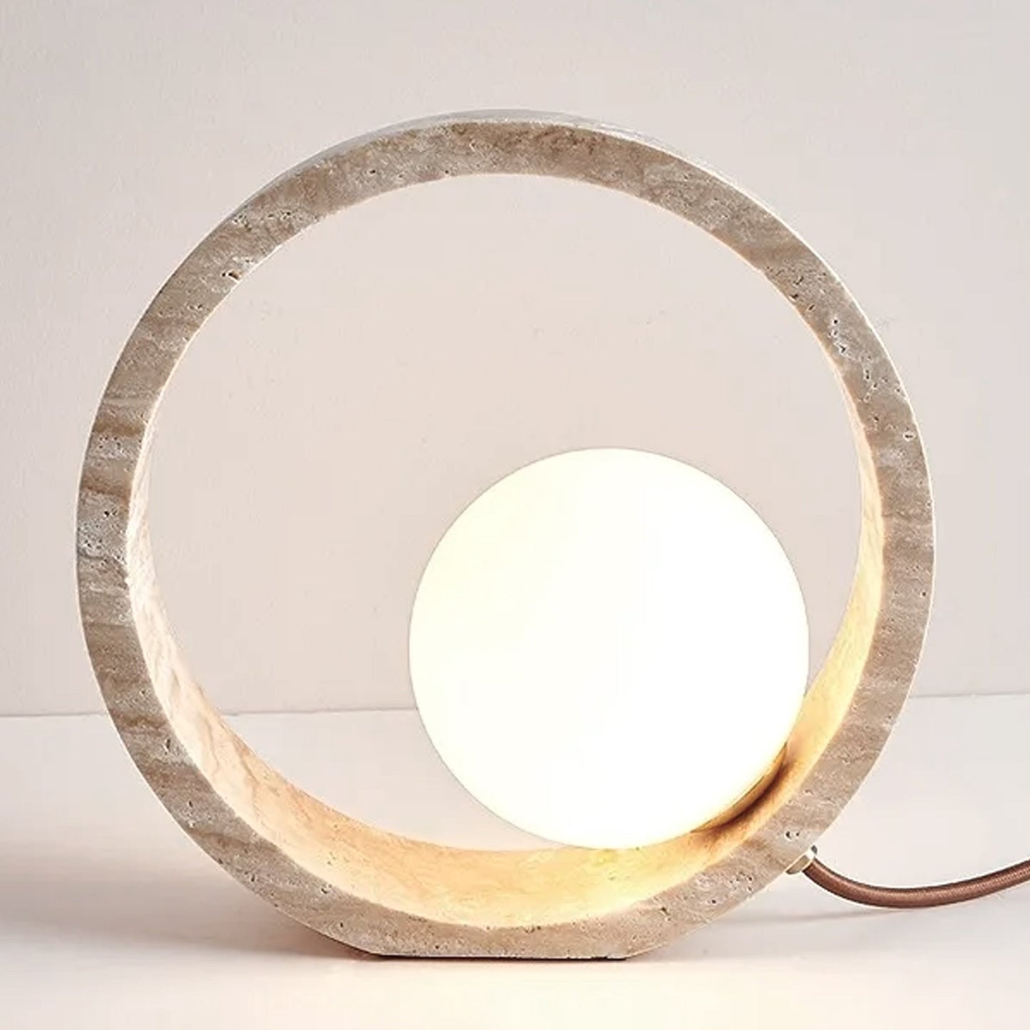 Nox Ring Shaped Travertine Table Light | IONS DEIGN | Dubai | UAE